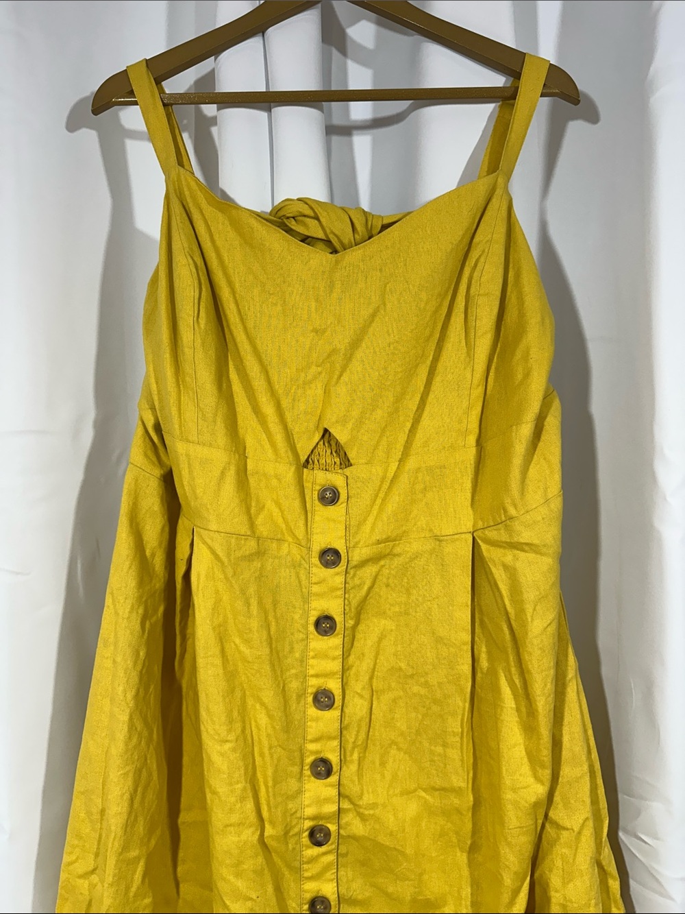 City Chic Yellow Linen Blend Bow Smocked Back Sundress Women's XXL/24 - Picture 4 of 10